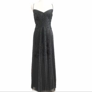 BADGLEY MISCHKA GREY EMPIRE LACED MINI SEQUIN SLEEVELESS EVENING DRESS - 8